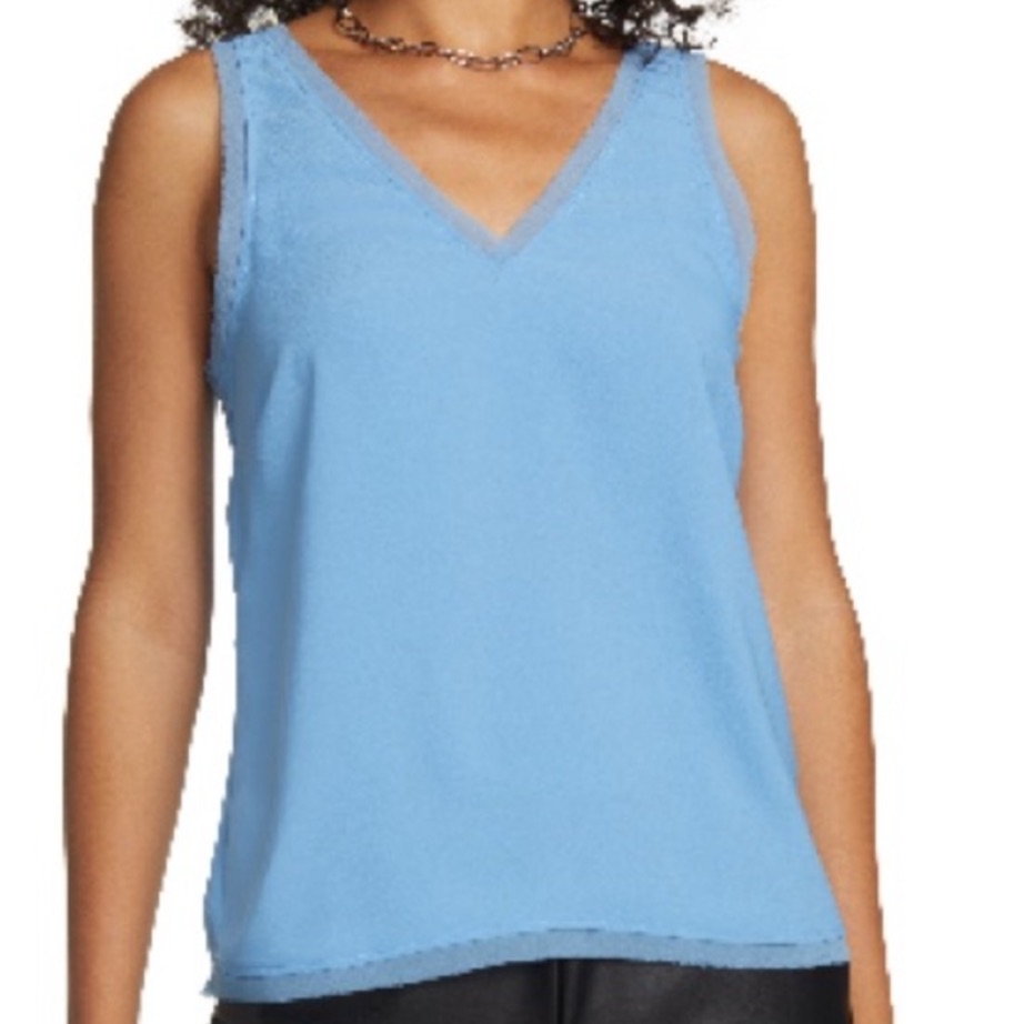 Halogen || Raw Edge Double V Tank In Blue Lake